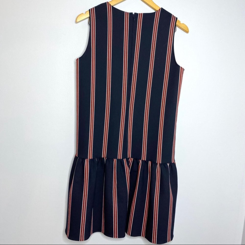 Halogen Navy Strioed Flounce Back Shift Dress - image 4